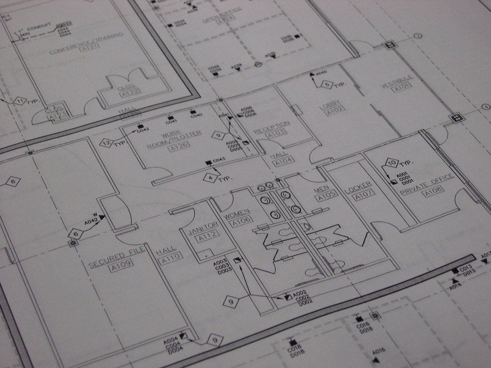 office interior blueprints for a new construction project